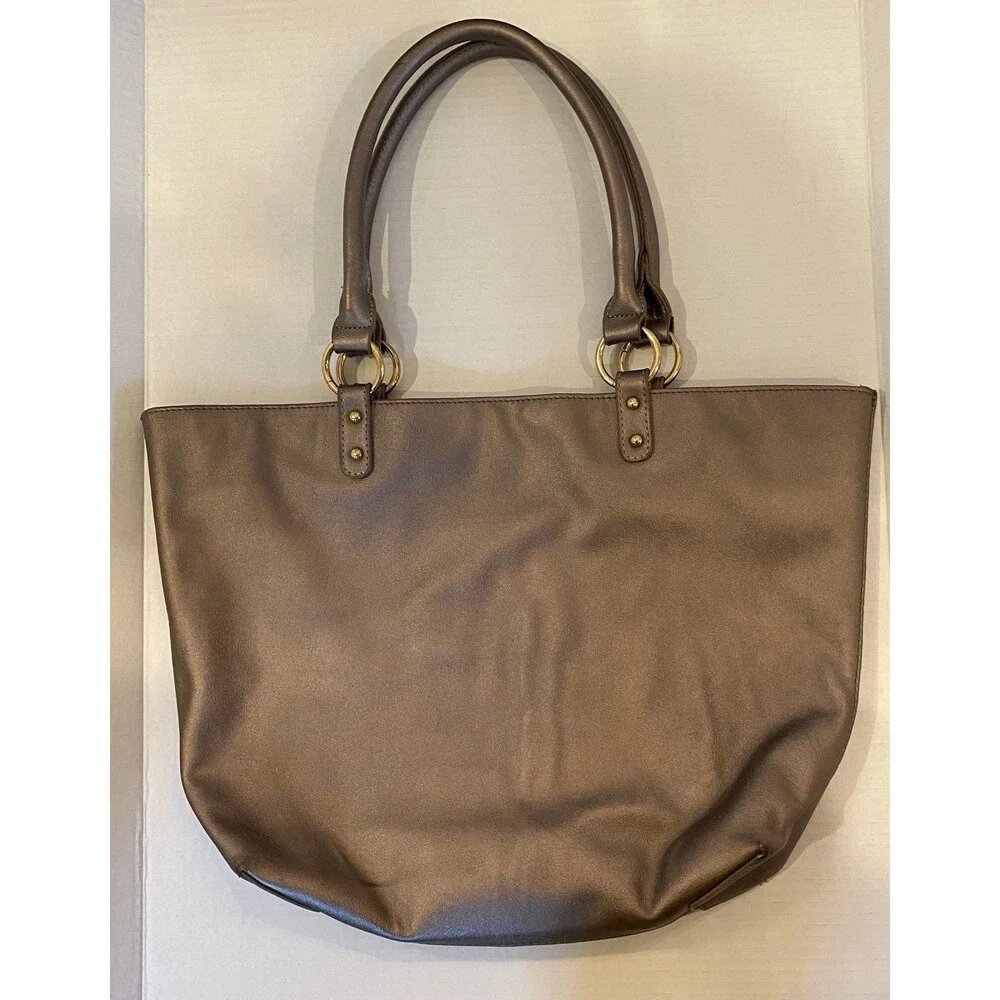 Bronze Metallic Shoulder Bag for‎  Laptop School or Business Large Compartment